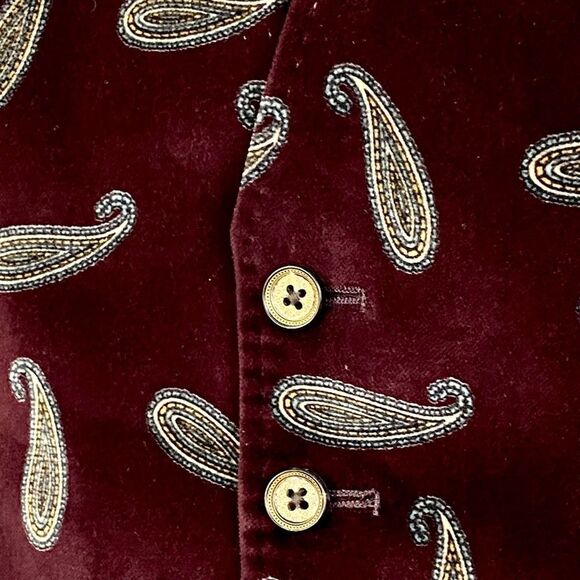 Ted Baker London Burgundy Paisley Print Velvet Vest Ted Sz 1 US Sz 4 - Picture 2 of 10